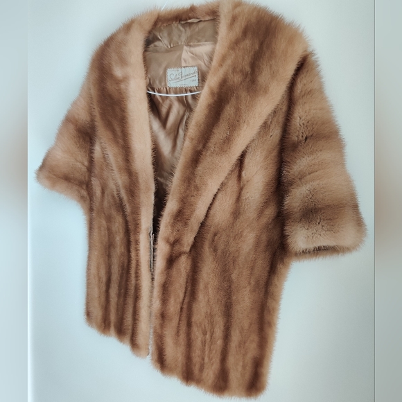 Vintage Genuine Mink Fur Stole Cape Blonde Sable by Salon Fernande Montreal - Picture 6 of 16
